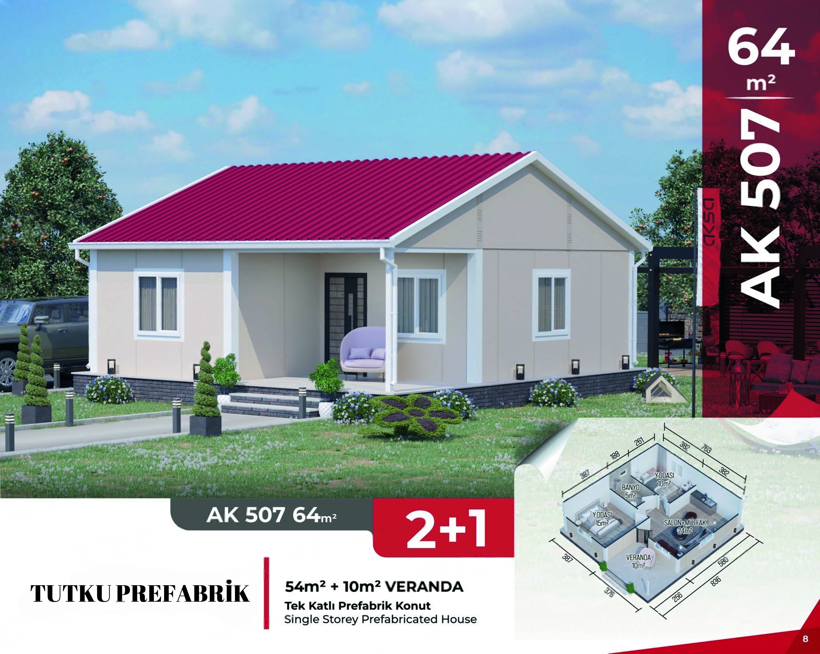 AK 507 - 64m² Prefabrik Ev (Fırsat)