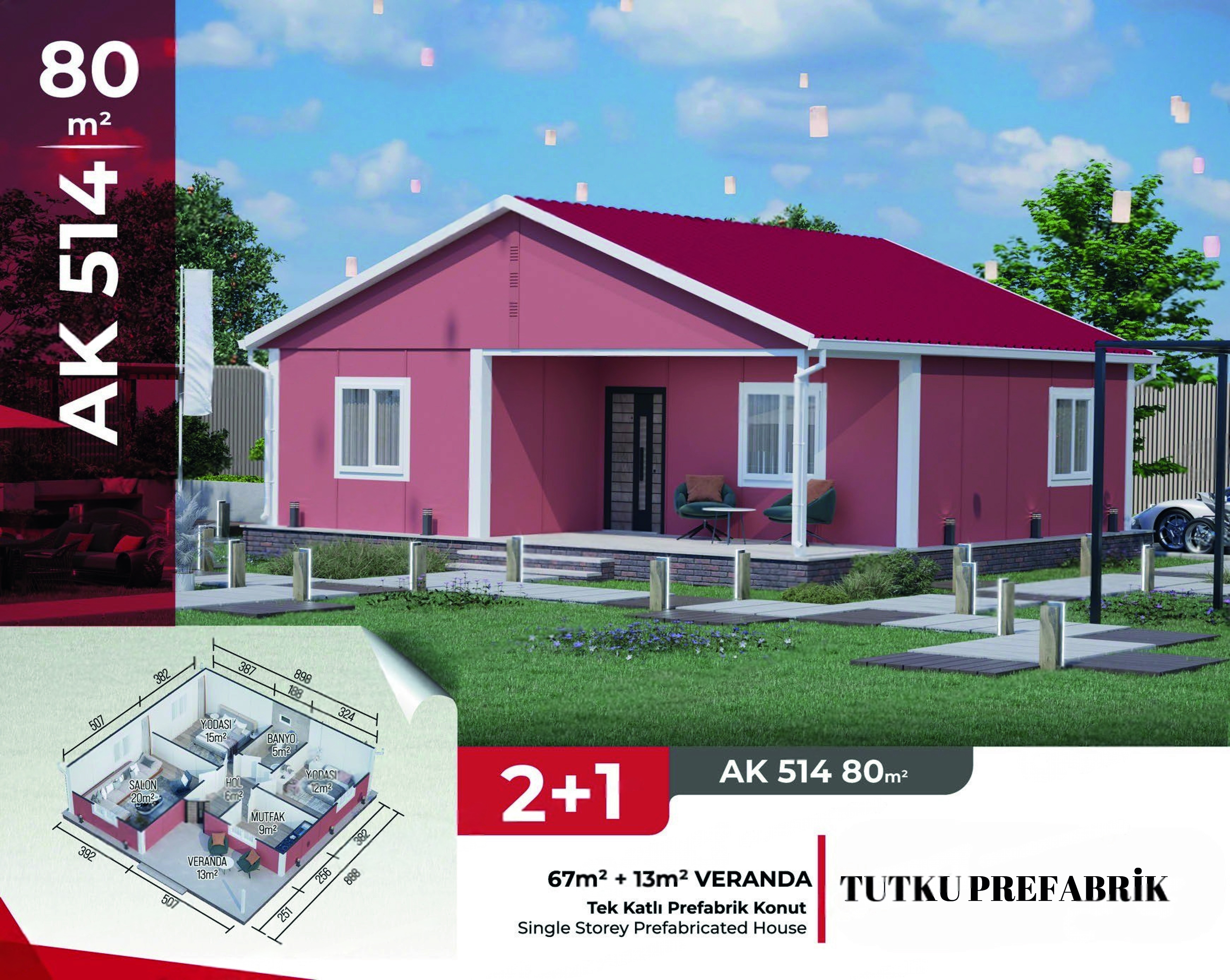 AK 514 - 80m² Prefabrik Ev (Fırsat)