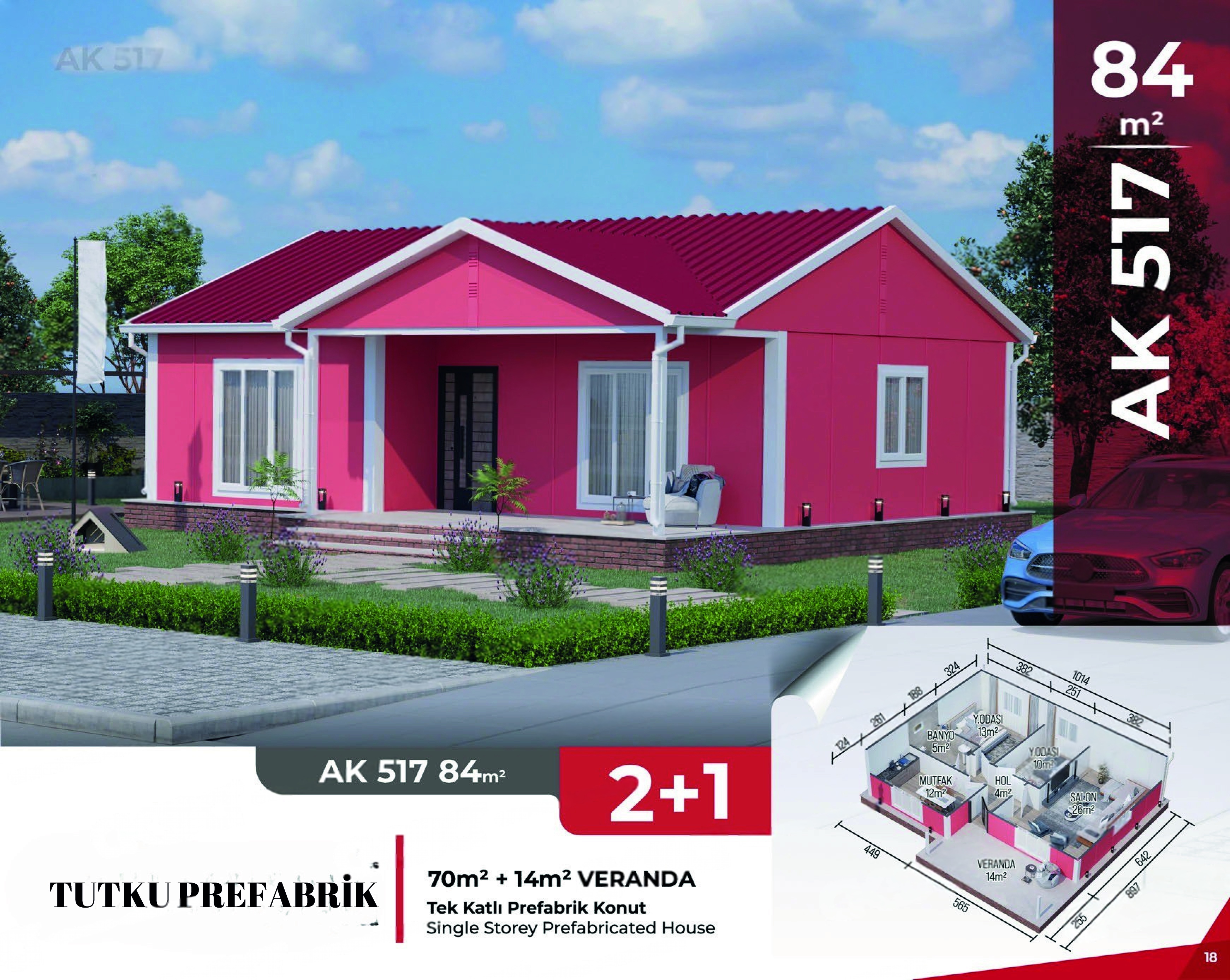 AK 517 - 85m² Prefabrik Ev(Fırsat)