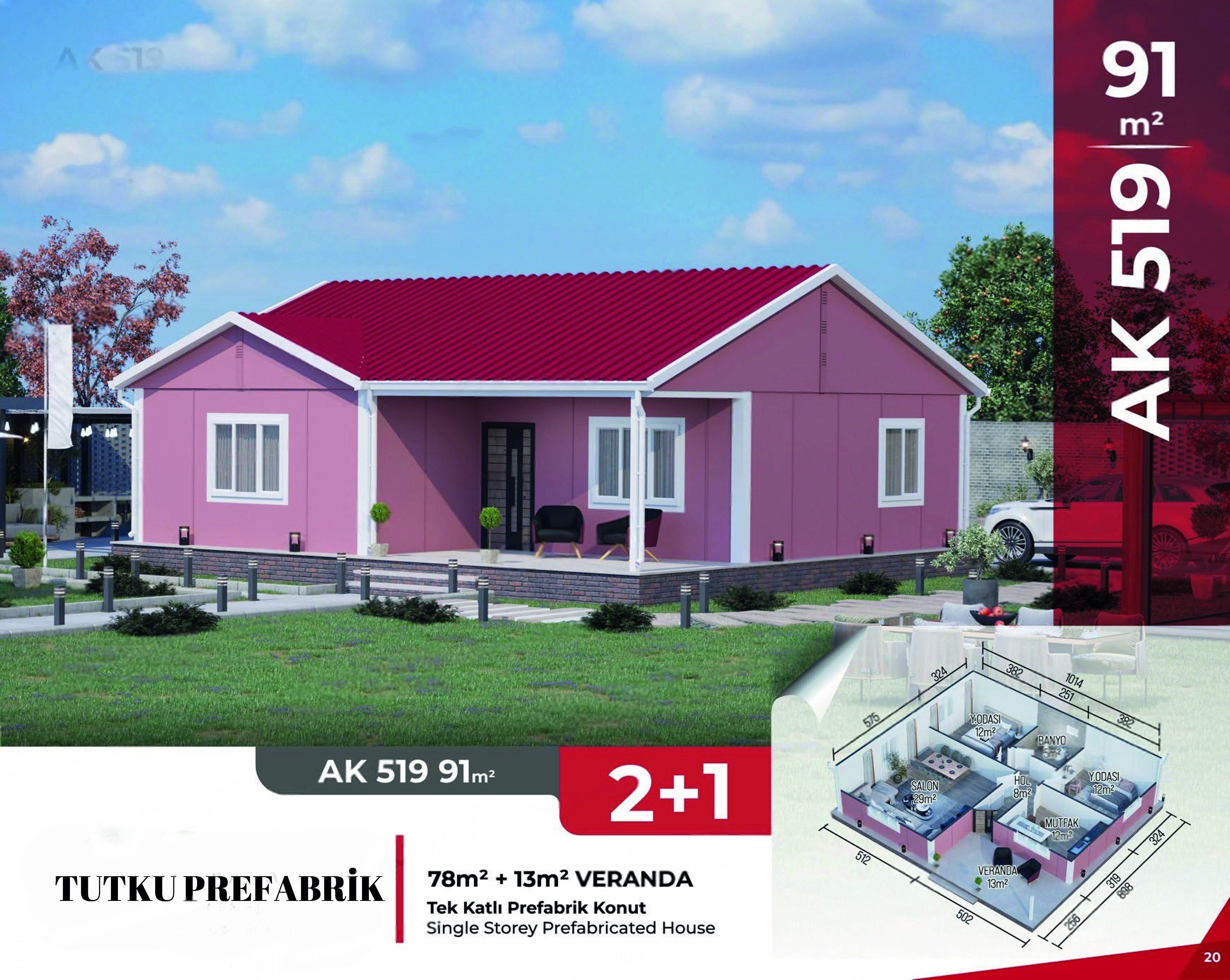 AK 519 - 91m² Prefabrik Ev (Fırsat)